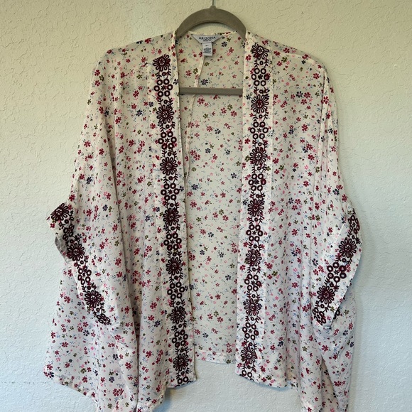Boho Arizona Jean Company Floral Kimono Style Cardigan Size M-L - Picture 2 of 7